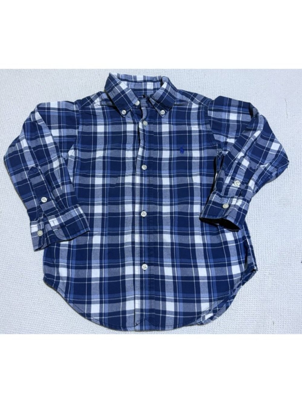 Ralph Lauren Shirt 3T Toddler Blue Check Button Down Modern Preppy Pony Boys